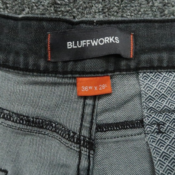 Bluffworks Jeans Mens 36x28 Faded Black Departure 2.0 Straight 5 Pocket Denim - Picture 5 of 13